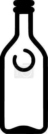 Bouteille - icône isolée en noir et blanc - illustration vectorielle