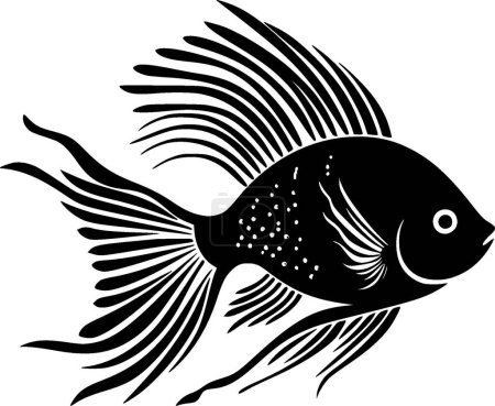 Angelfish - black and white isolated icon - vector illustration