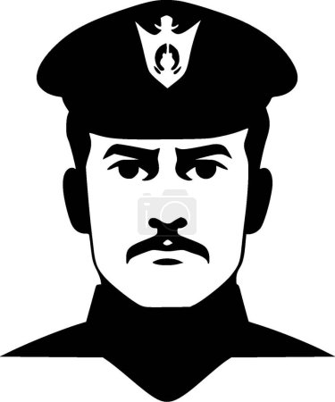 Army - black and white vector illustration
