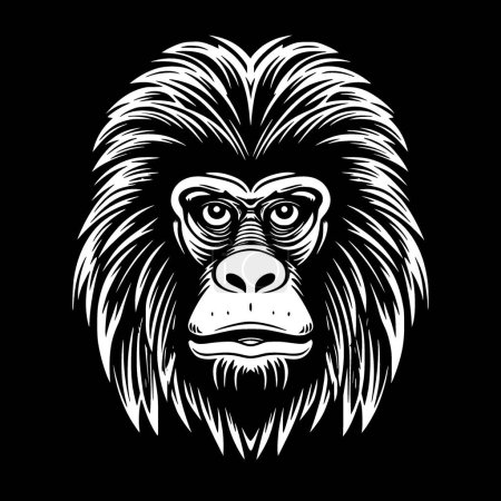 Illustration for Baboon - black and white vector illustration - Royalty Free Image