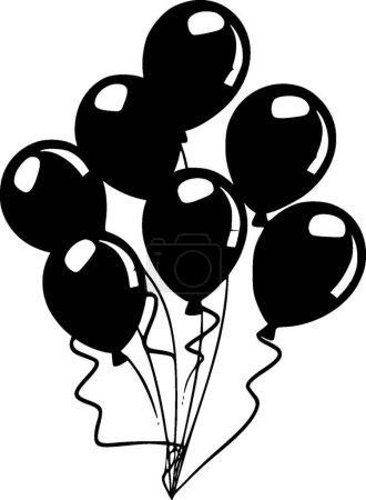 Luftballons - schwarz-weißes Icon - Vektorillustration