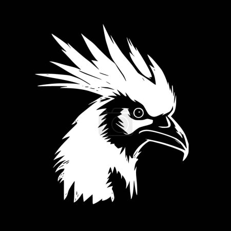 Cacatúa - icono aislado en blanco y negro - ilustración vectorial