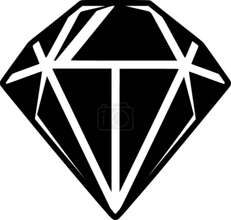 Ilustración de Diamante - icono aislado en blanco y negro - ilustración vectorial - Imagen libre de derechos