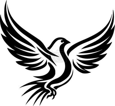 Dove - black and white vector illustration