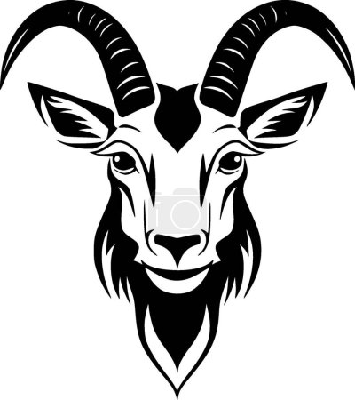 Cabra - icono aislado en blanco y negro - ilustración vectorial
