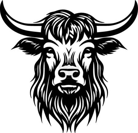 Vache des Highlands - logo plat et minimaliste - illustration vectorielle