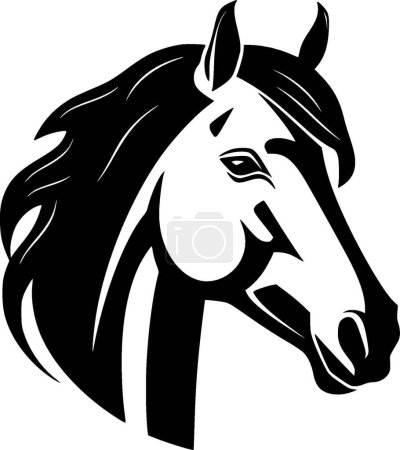 Pferd - schwarz-weißes Icon - Vektorillustration
