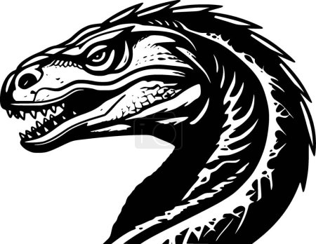 Dragón de Komodo - icono aislado en blanco y negro - ilustración vectorial