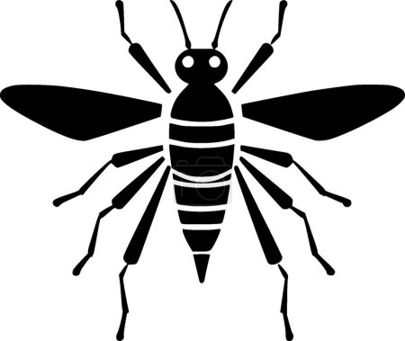 Téléchargez les illustrations : Mosquito - icône isolée en noir et blanc - illustration vectorielle - en licence libre de droit