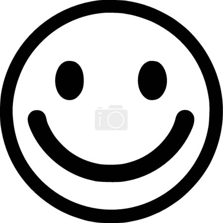 Smiley face - black and white isolated icon - vector illustration