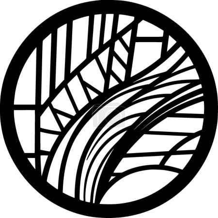 Vitrail - icône isolée en noir et blanc - illustration vectorielle