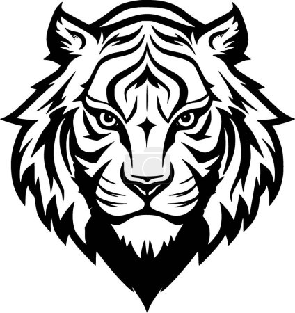 Tiger - black and white vector illustration