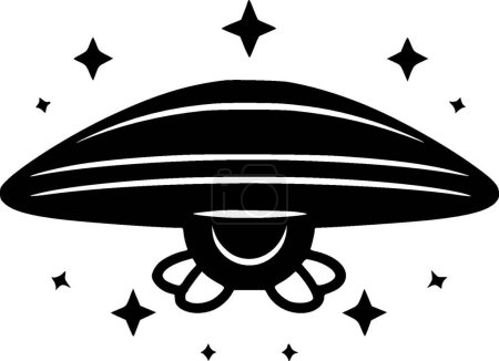 Ufo - illustration vectorielle en noir et blanc