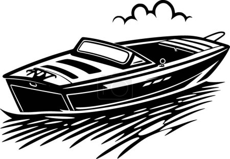 Illustration for Boat - black and white isolated icon - vector illustration - Royalty Free Image