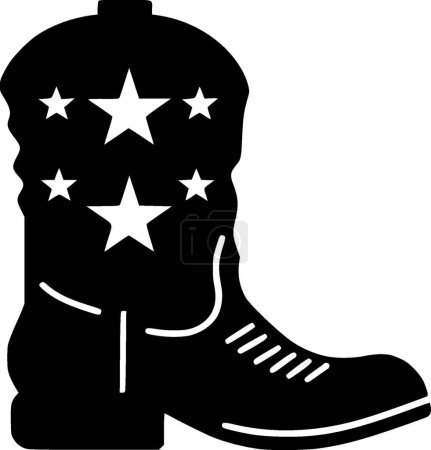 Cowboy boot - black and white vector illustration