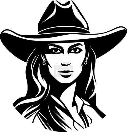Cowgirl - minimalistisches und flaches Logo - Vektorillustration