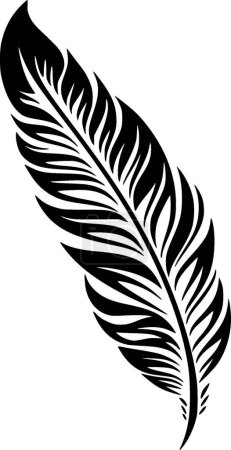 Illustration for Feather - black and white vector illustration - Royalty Free Image