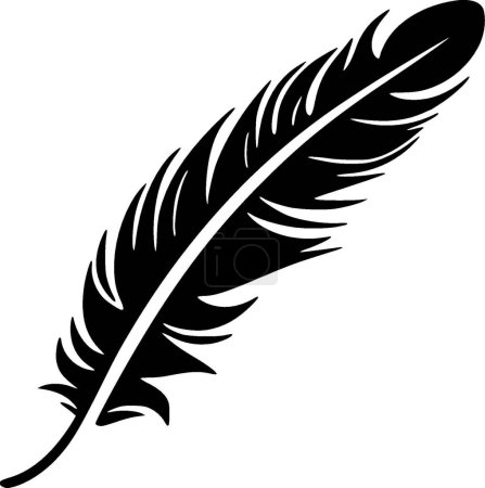 Illustration for Feather - black and white isolated icon - vector illustration - Royalty Free Image