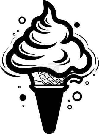 Illustration for Ice cream - black and white vector illustration - Royalty Free Image