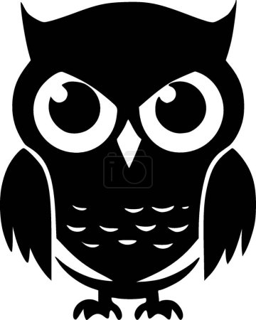 Búho - icono aislado en blanco y negro - ilustración vectorial