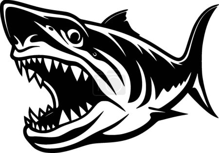 Shark - black and white vector illustration