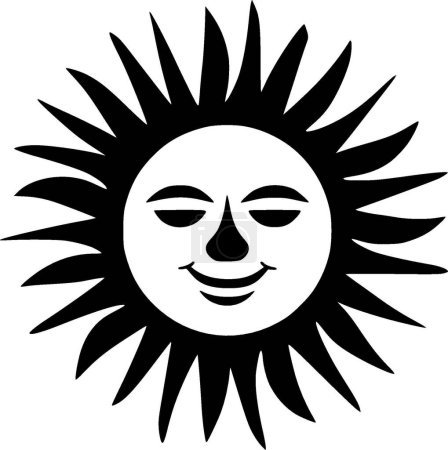 Sun - black and white isolated icon - vector illustration
