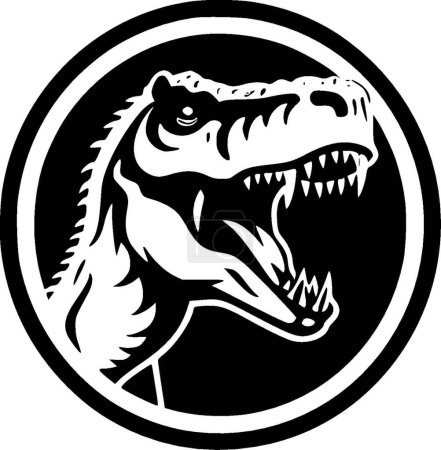T-rex - black and white isolated icon - vector illustration
