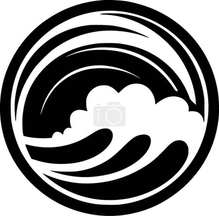Waves - black and white isolated icon - vector illustration