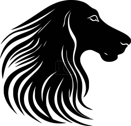 Perro afgano - icono aislado en blanco y negro - ilustración vectorial