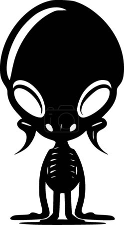 Téléchargez les illustrations : Alien - icône isolée en noir et blanc - illustration vectorielle - en licence libre de droit