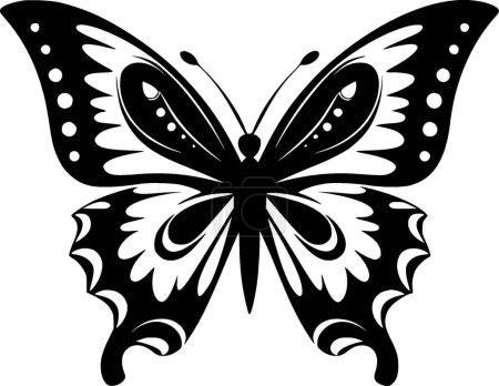Téléchargez les illustrations : Papillons - illustration vectorielle en noir et blanc - en licence libre de droit