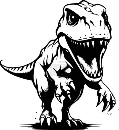 Ilustración de Dinosaurio - ilustración vectorial en blanco y negro - Imagen libre de derechos