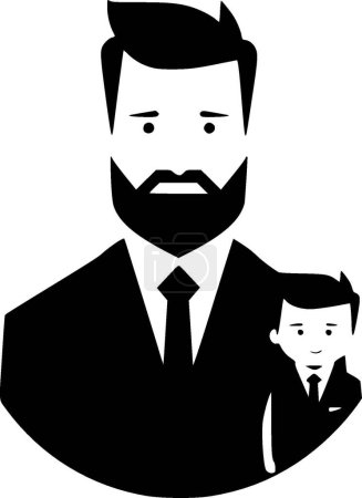 Padre - ilustración vectorial en blanco y negro