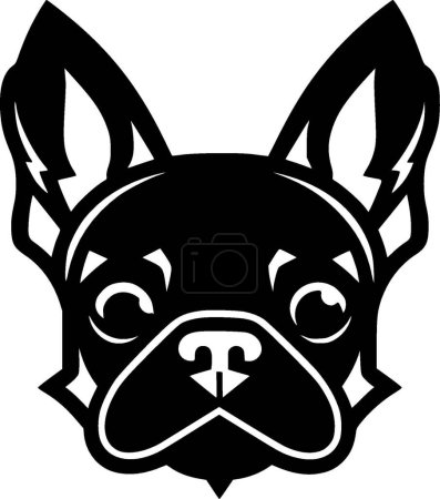 French bulldog - black and white isolated icon - vector illustration