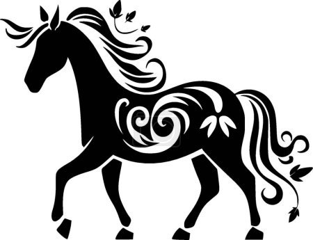 Pferd - schwarz-weiße Vektorillustration