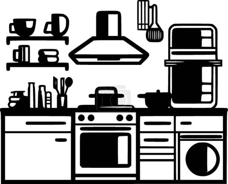 Kitchen - minimalist and flat logo - vector illustration