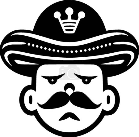 Mexicano - icono aislado en blanco y negro - ilustración vectorial