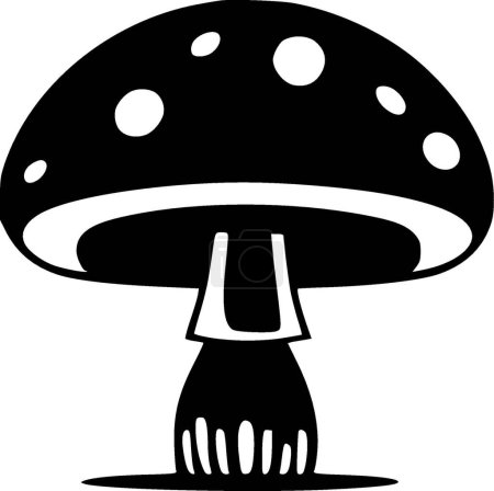 Pilz - schwarz-weißes Icon - Vektorillustration