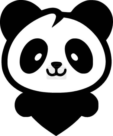 Panda - Schwarz-Weiß-Ikone - Vektorillustration