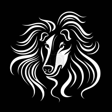 Illustration for Shetland sheepdog - black and white isolated icon - vector illustration - Royalty Free Image