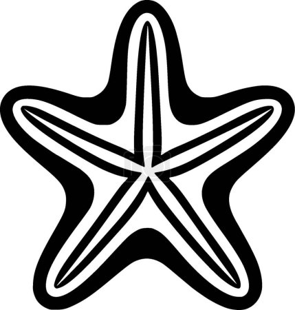Starfish - black and white isolated icon - vector illustration