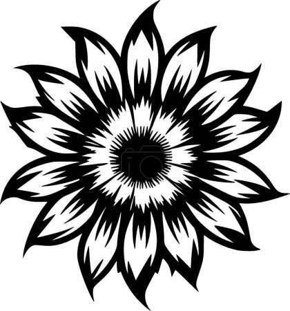 Sunflower - black and white vector illustration