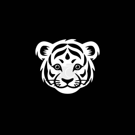 Tiger baby - minimalist and simple silhouette - vector illustration
