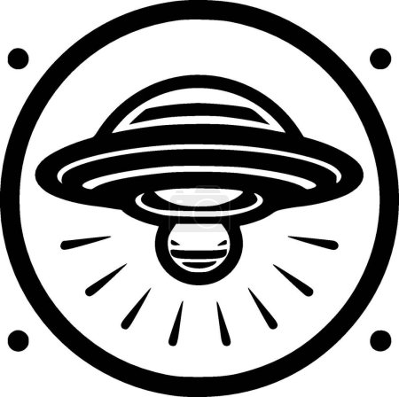 Ufo - ilustración vectorial en blanco y negro