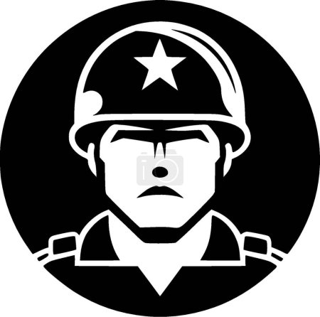 Army - black and white vector illustration