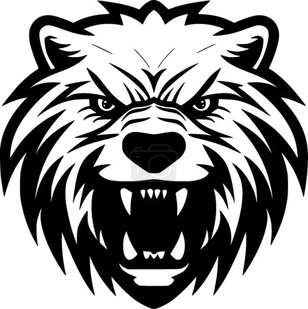 Bear - black and white isolated icon - vector illustration