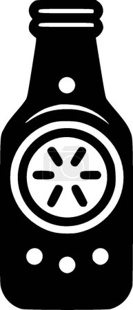 Botella - icono aislado en blanco y negro - ilustración vectorial