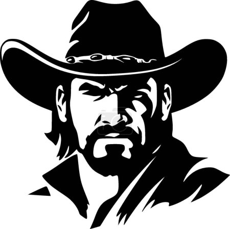 Cowboy - icône isolée en noir et blanc - illustration vectorielle