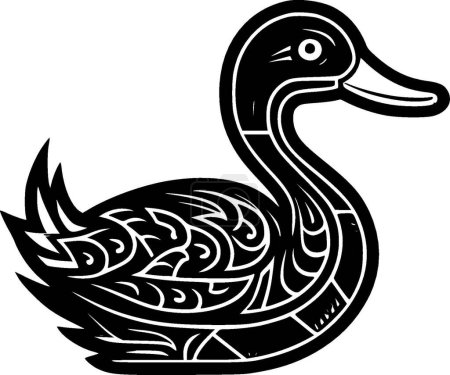 Duck - black and white vector illustration