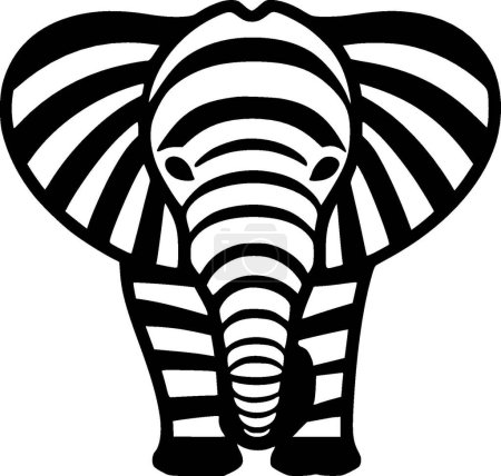 Téléchargez les illustrations : Eléphant - illustration vectorielle en noir et blanc - en licence libre de droit